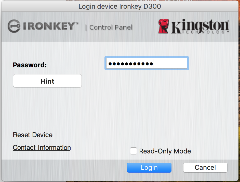 ironkey password reset